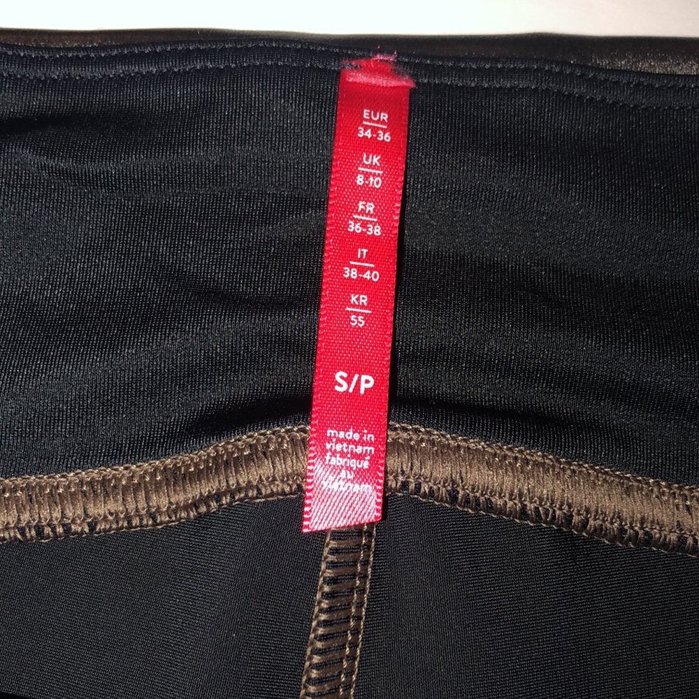 Spanx Distressed Look Faux Leather Leggings Brown Gem